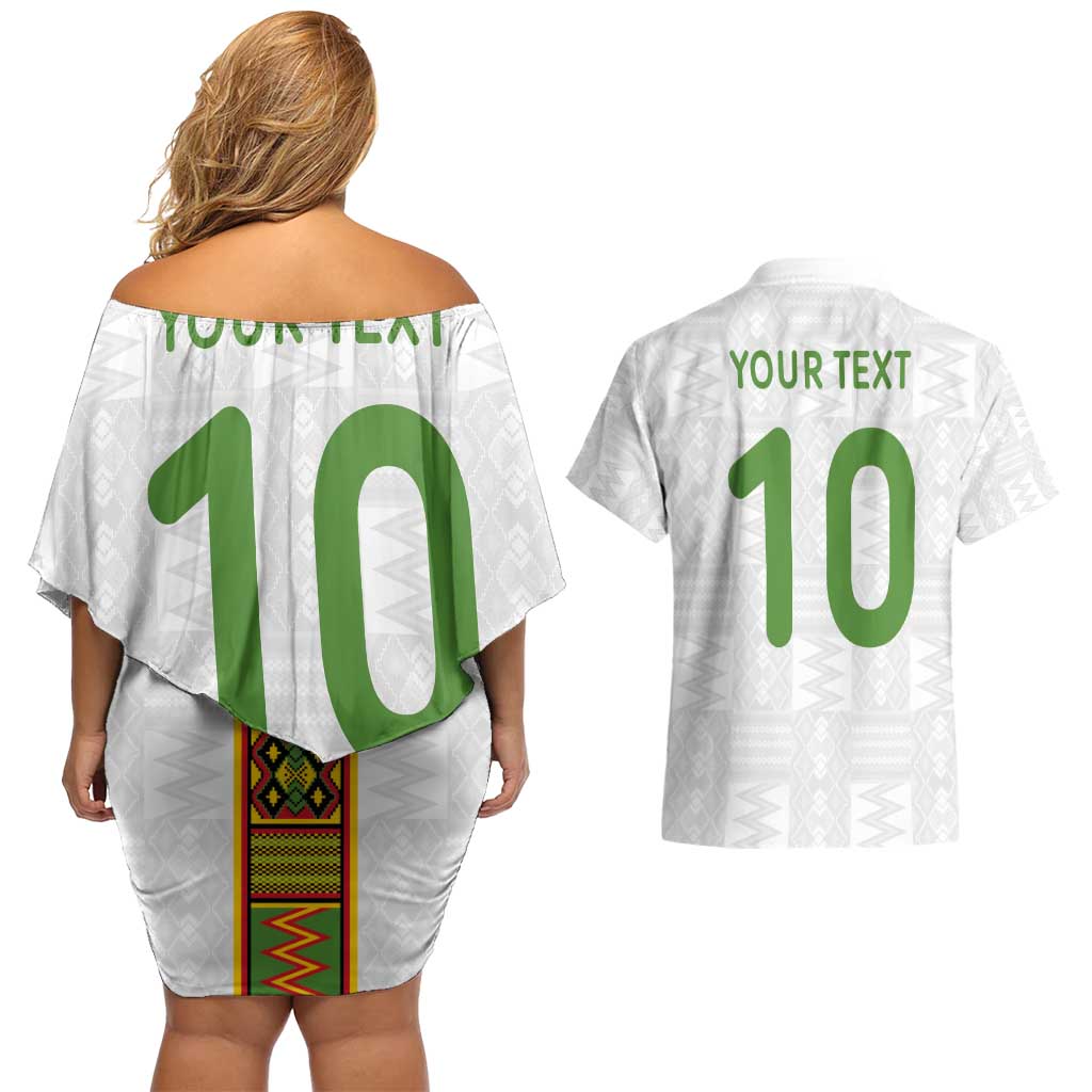 Custom Ghana National Football Couples Matching Off Shoulder Short Dress and Hawaiian Shirt Traditional African Motifs Sporty Style - Wonder Print Shop