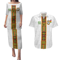 Custom Ghana National Football Couples Matching Puletasi and Hawaiian Shirt Traditional African Motifs Sporty Style - Wonder Print Shop