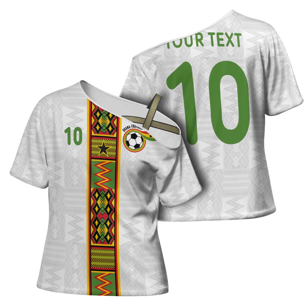 Custom Ghana National Football Cross Shoulder Shirt Traditional African Motifs Sporty Style - Wonder Print Shop