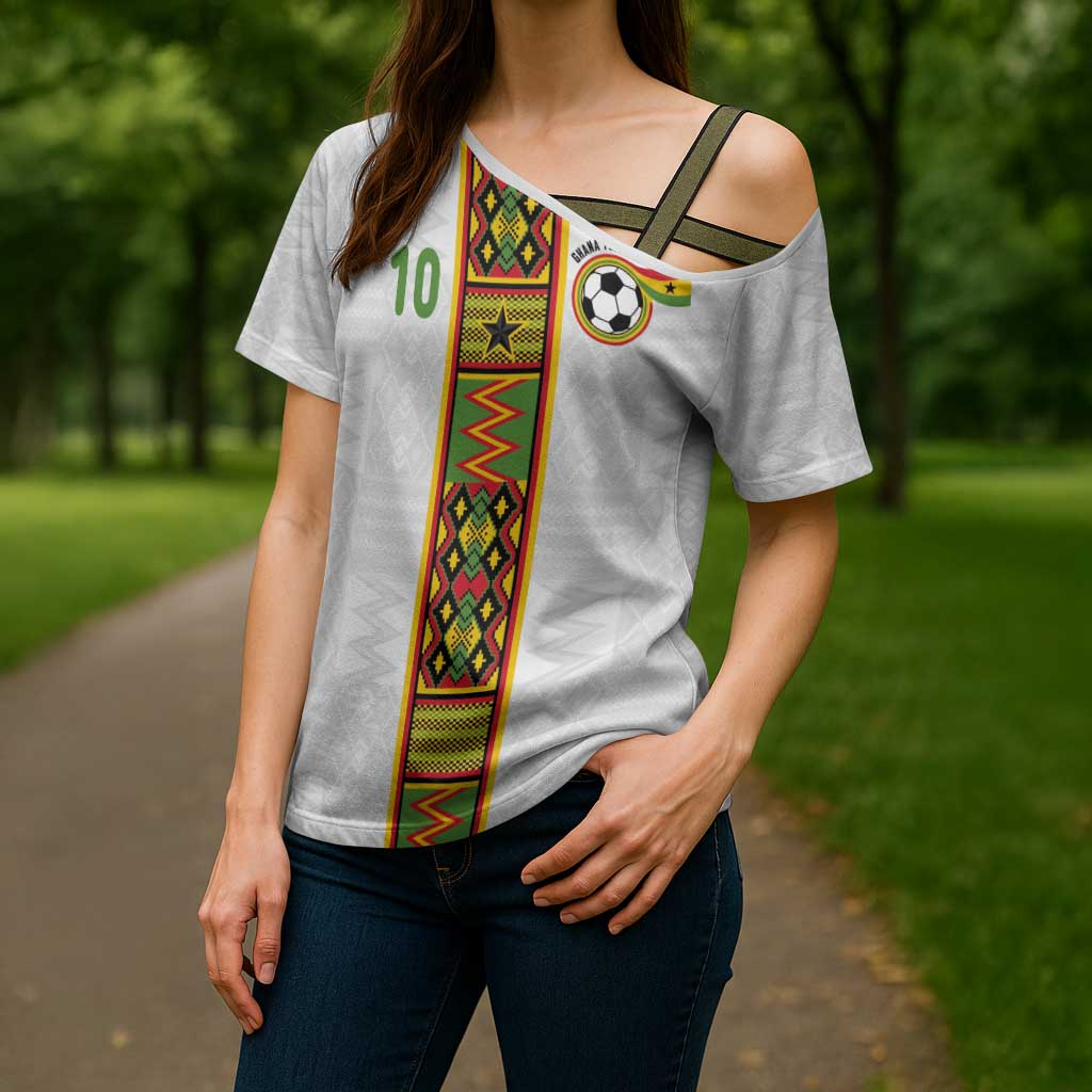 Custom Ghana National Football Cross Shoulder Shirt Traditional African Motifs Sporty Style - Wonder Print Shop