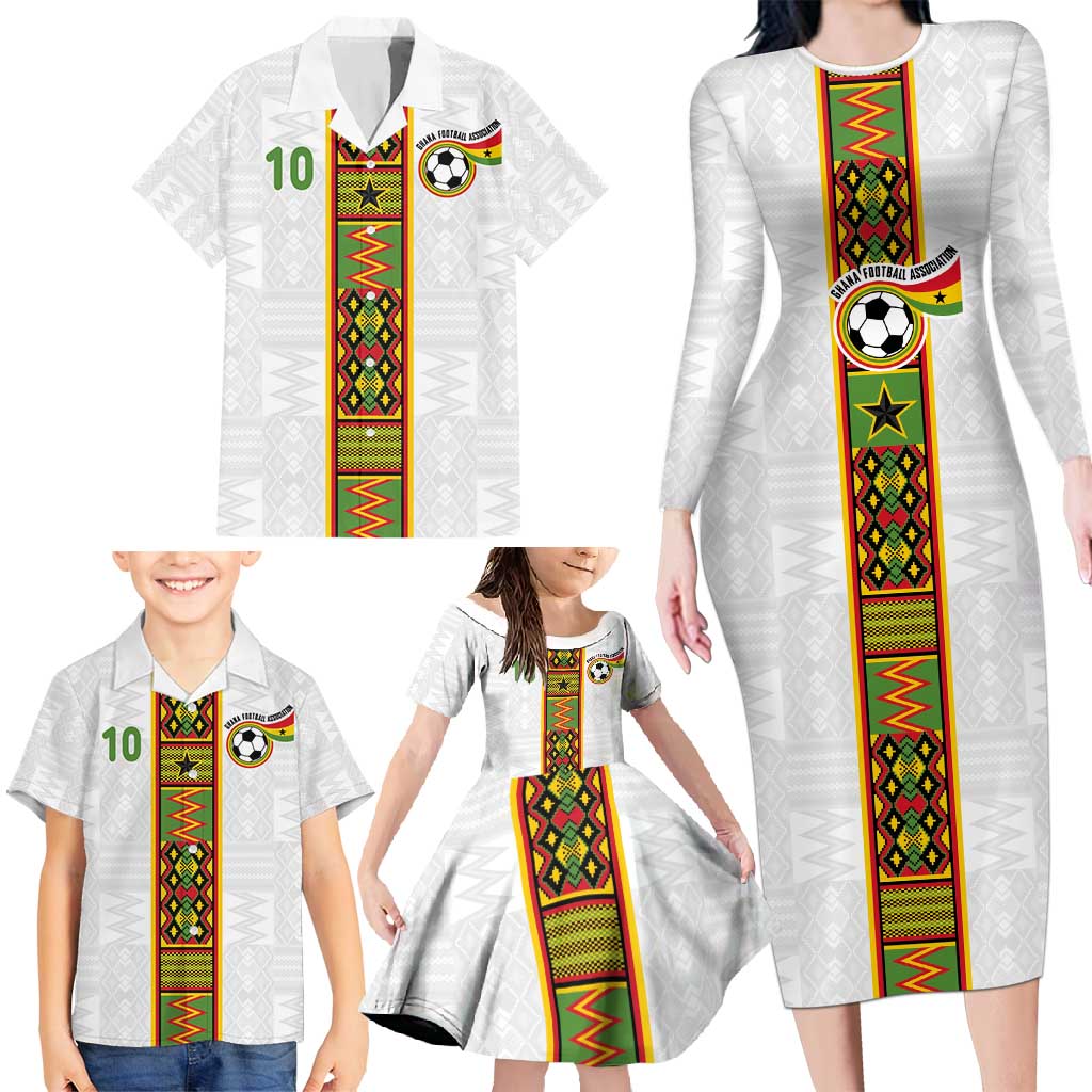 Custom Ghana National Football Family Matching Long Sleeve Bodycon Dress and Hawaiian Shirt Traditional African Motifs Sporty Style - Wonder Print Shop