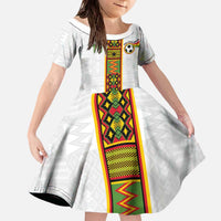 Custom Ghana National Football Family Matching Off The Shoulder Long Sleeve Dress and Hawaiian Shirt Traditional African Motifs Sporty Style - Wonder Print Shop