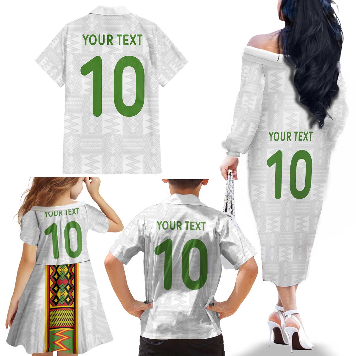 Custom Ghana National Football Family Matching Off The Shoulder Long Sleeve Dress and Hawaiian Shirt Traditional African Motifs Sporty Style - Wonder Print Shop