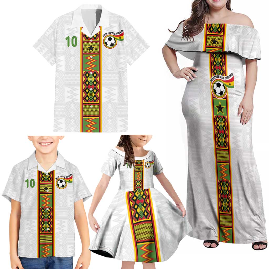 Custom Ghana National Football Family Matching Off Shoulder Maxi Dress and Hawaiian Shirt Traditional African Motifs Sporty Style - Wonder Print Shop