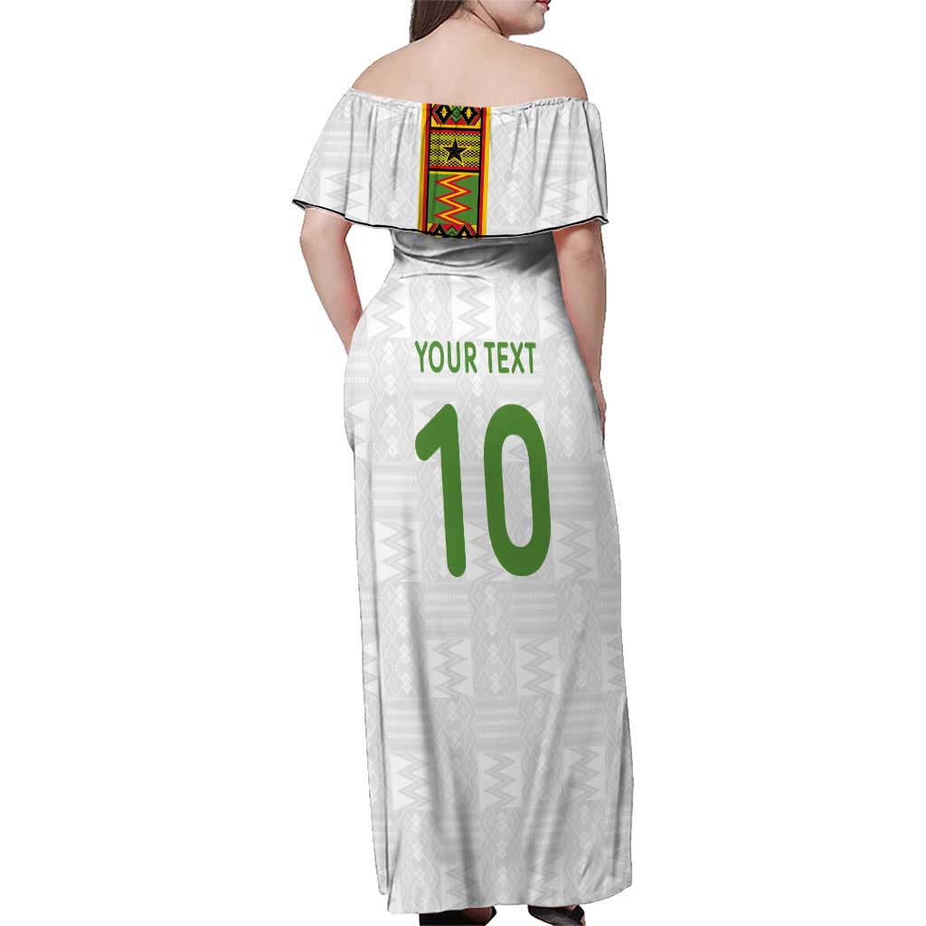 Custom Ghana National Football Family Matching Off Shoulder Maxi Dress and Hawaiian Shirt Traditional African Motifs Sporty Style - Wonder Print Shop