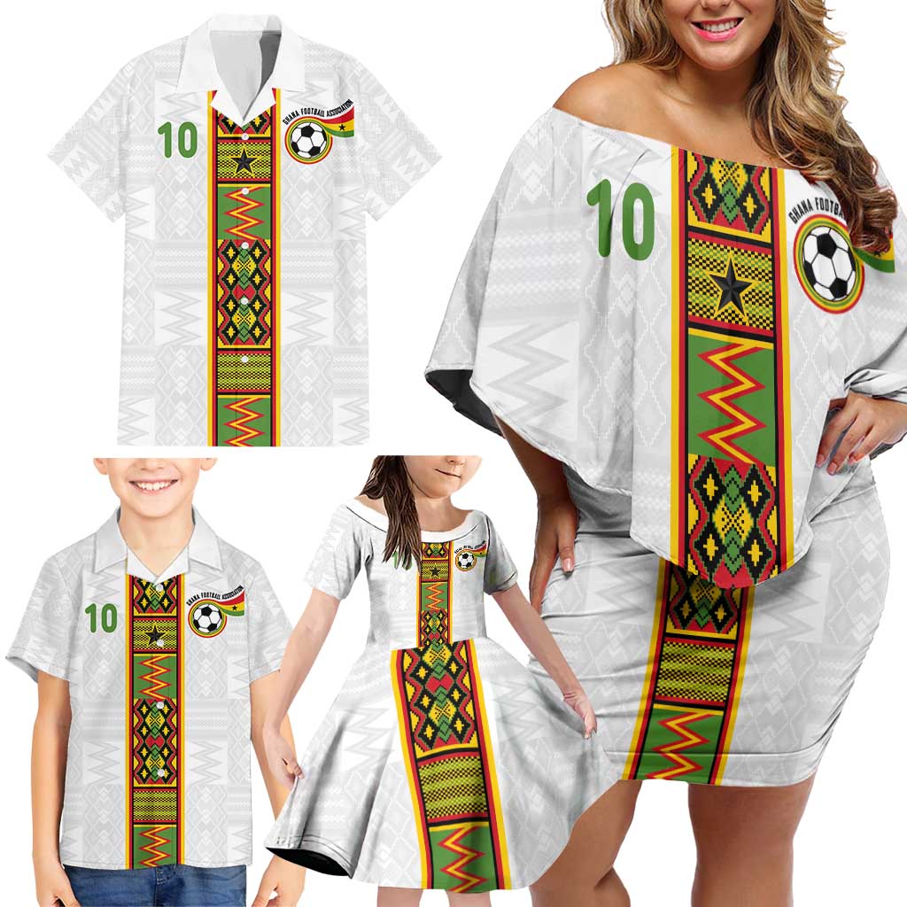 Custom Ghana National Football Family Matching Off Shoulder Short Dress and Hawaiian Shirt Traditional African Motifs Sporty Style - Wonder Print Shop