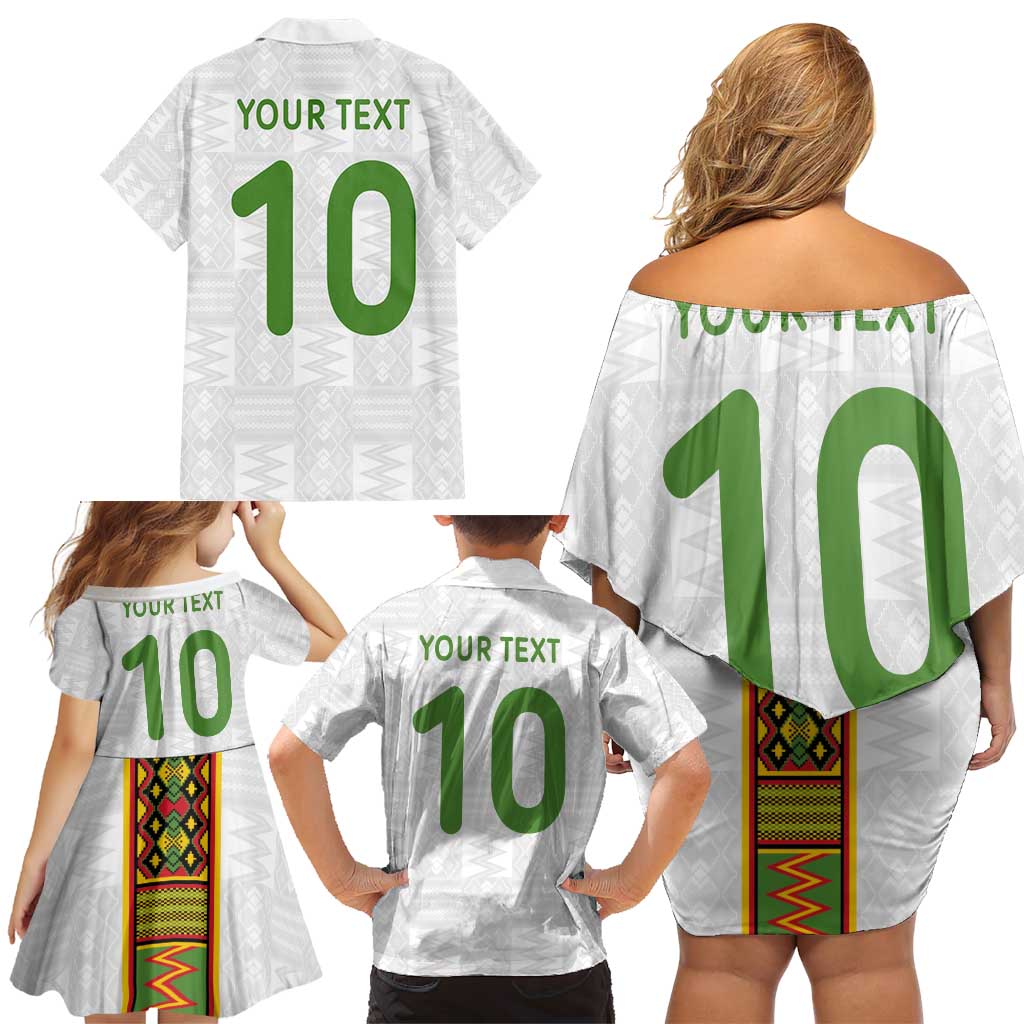 Custom Ghana National Football Family Matching Off Shoulder Short Dress and Hawaiian Shirt Traditional African Motifs Sporty Style - Wonder Print Shop