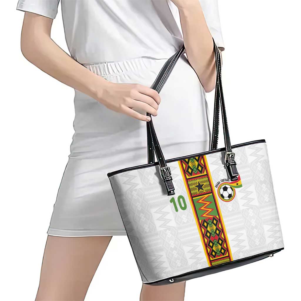 Custom Ghana National Football Leather Tote Bag Traditional African Motifs Sporty Style - Wonder Print Shop