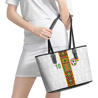 Custom Ghana National Football Leather Tote Bag Traditional African Motifs Sporty Style - Wonder Print Shop