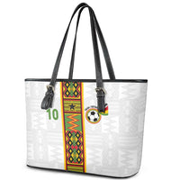Custom Ghana National Football Leather Tote Bag Traditional African Motifs Sporty Style - Wonder Print Shop