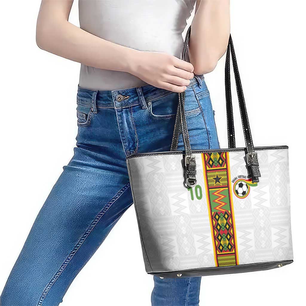 Custom Ghana National Football Leather Tote Bag Traditional African Motifs Sporty Style - Wonder Print Shop
