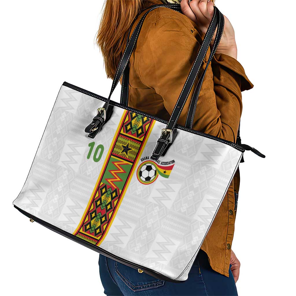 Custom Ghana National Football Leather Tote Bag Traditional African Motifs Sporty Style - Wonder Print Shop