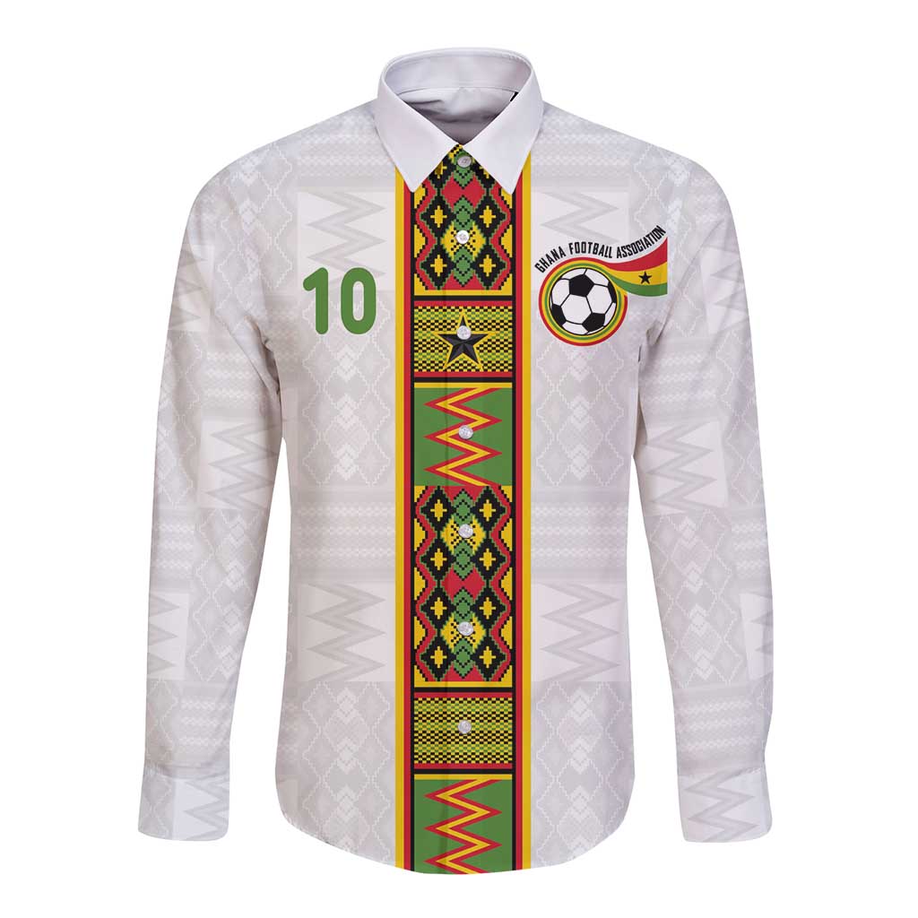 Custom Ghana National Football Long Sleeve Button Shirt Traditional African Motifs Sporty Style - Wonder Print Shop