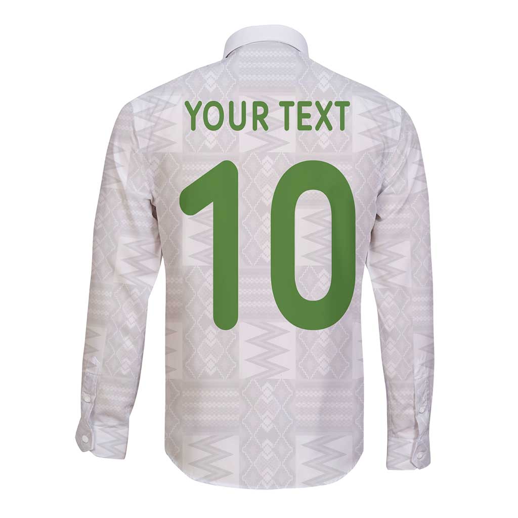 Custom Ghana National Football Long Sleeve Button Shirt Traditional African Motifs Sporty Style - Wonder Print Shop