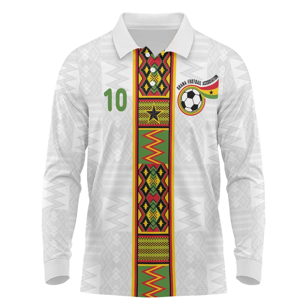 Custom Ghana National Football Long Sleeve Polo Shirt Traditional African Motifs Sporty Style - Wonder Print Shop