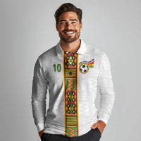 Custom Ghana National Football Long Sleeve Polo Shirt Traditional African Motifs Sporty Style - Wonder Print Shop
