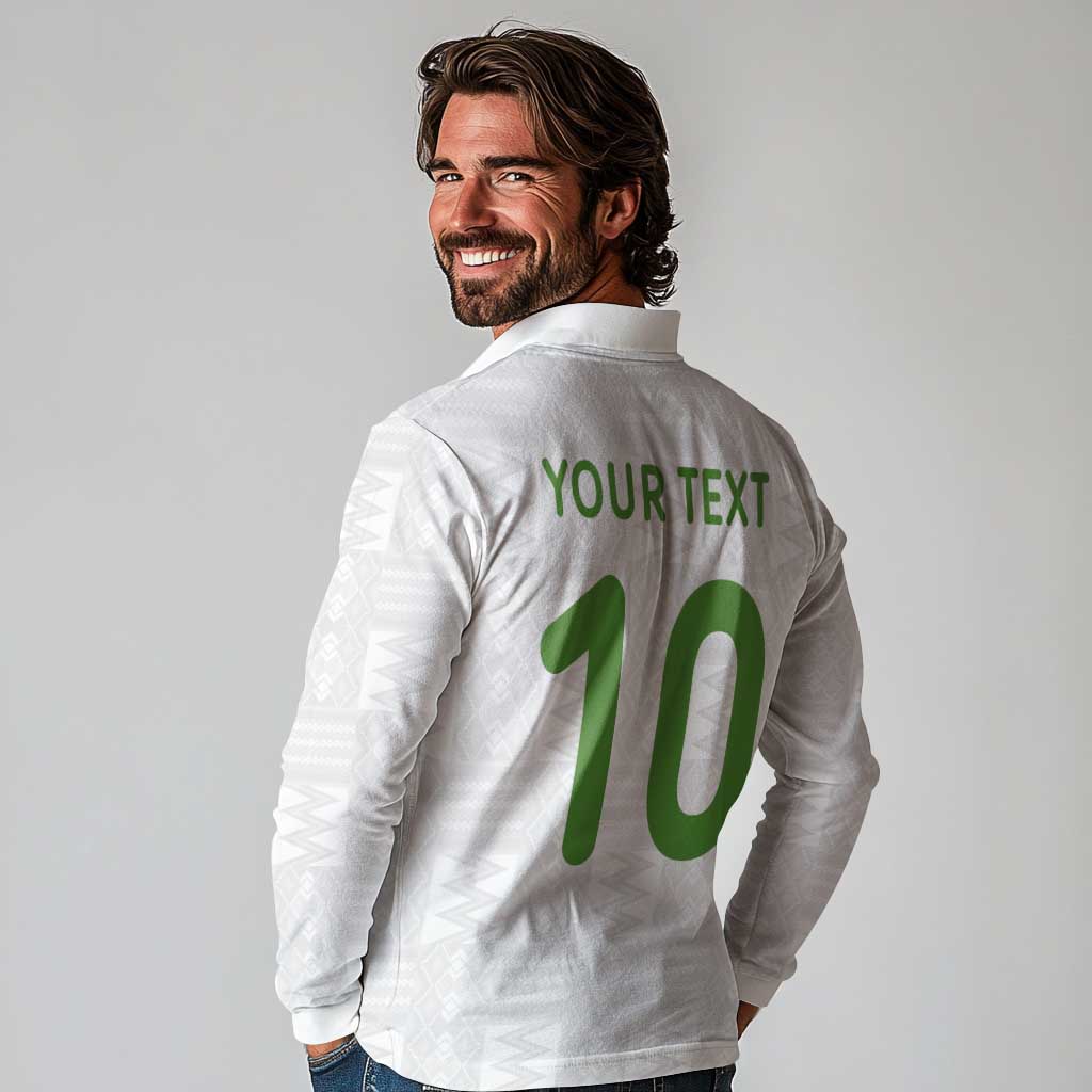 Custom Ghana National Football Long Sleeve Polo Shirt Traditional African Motifs Sporty Style - Wonder Print Shop