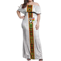 Custom Ghana National Football Off Shoulder Maxi Dress Traditional African Motifs Sporty Style - Wonder Print Shop