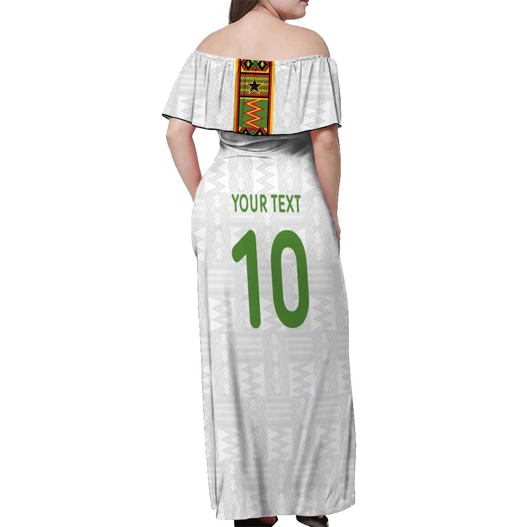 Custom Ghana National Football Off Shoulder Maxi Dress Traditional African Motifs Sporty Style - Wonder Print Shop