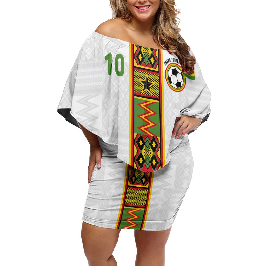 Custom Ghana National Football Off Shoulder Short Dress Traditional African Motifs Sporty Style - Wonder Print Shop