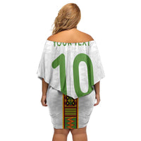 Custom Ghana National Football Off Shoulder Short Dress Traditional African Motifs Sporty Style - Wonder Print Shop