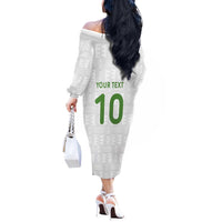 Custom Ghana National Football Off The Shoulder Long Sleeve Dress Traditional African Motifs Sporty Style - Wonder Print Shop