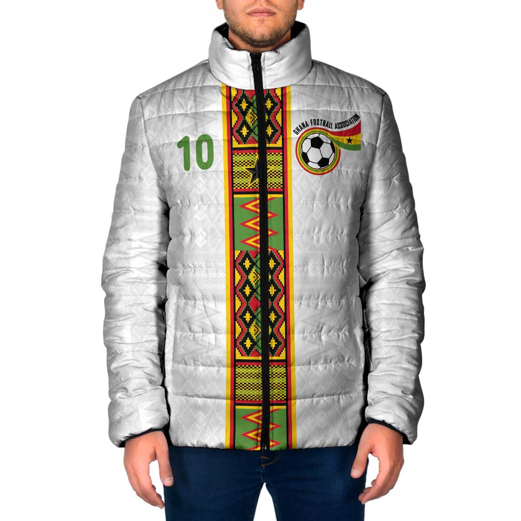 Custom Ghana National Football Padded Jacket Traditional African Motifs Sporty Style - Wonder Print Shop