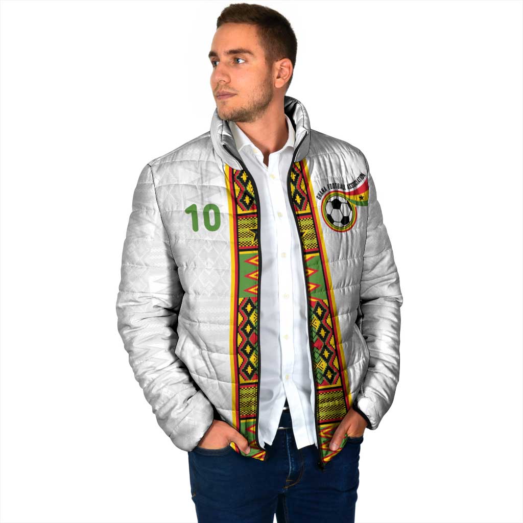 Custom Ghana National Football Padded Jacket Traditional African Motifs Sporty Style - Wonder Print Shop