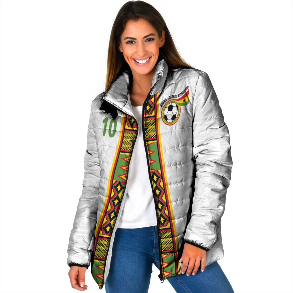 Custom Ghana National Football Padded Jacket Traditional African Motifs Sporty Style - Wonder Print Shop
