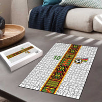 Custom Ghana National Football Puzzle Traditional African Motifs Sporty Style - Wonder Print Shop