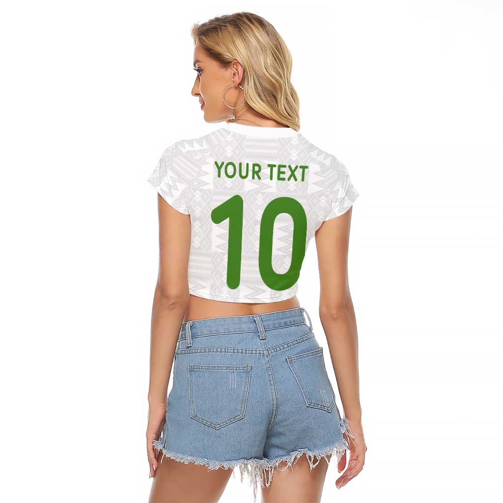 Custom Ghana National Football Raglan Cropped T Shirt Traditional African Motifs Sporty Style - Wonder Print Shop