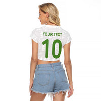 Custom Ghana National Football Raglan Cropped T Shirt Traditional African Motifs Sporty Style - Wonder Print Shop