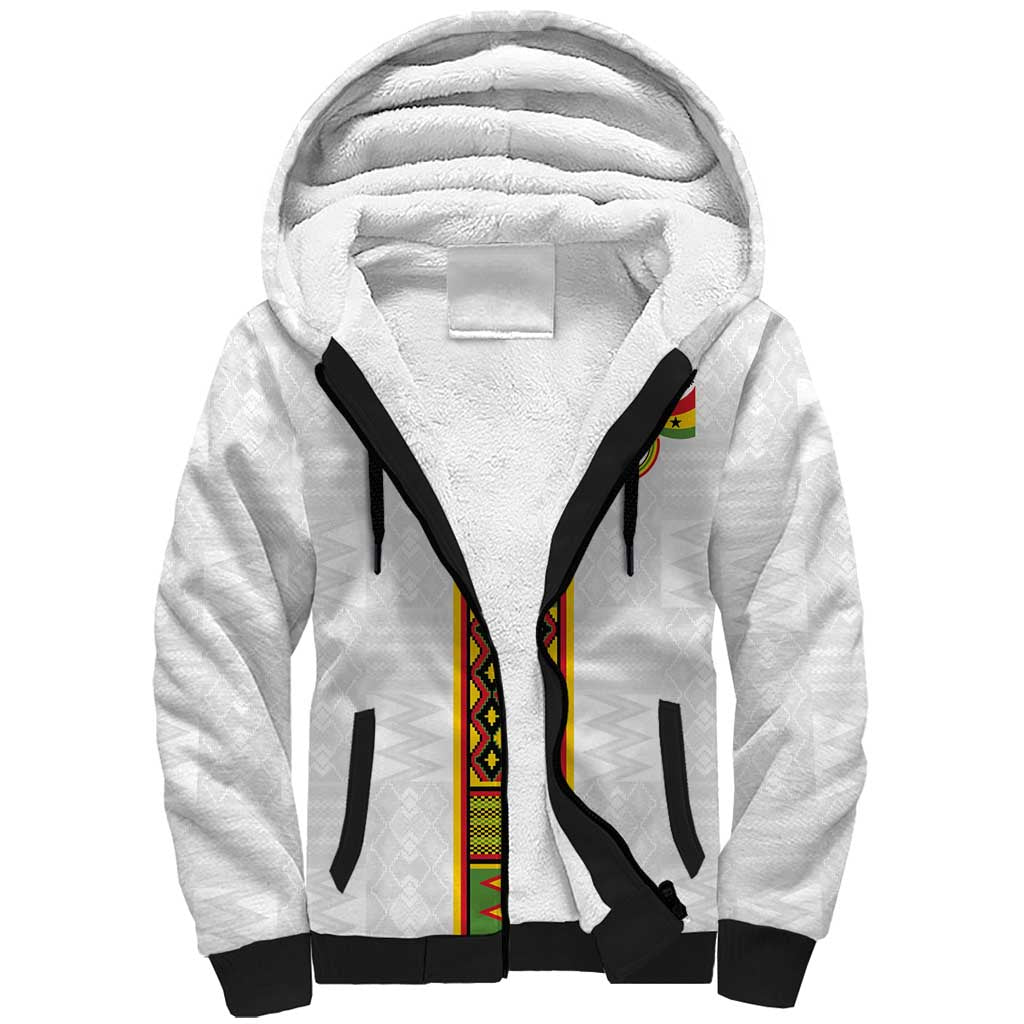 Custom Ghana National Football Sherpa Hoodie Traditional African Motifs Sporty Style - Wonder Print Shop