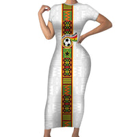Custom Ghana National Football Short Sleeve Bodycon Dress Traditional African Motifs Sporty Style - Wonder Print Shop
