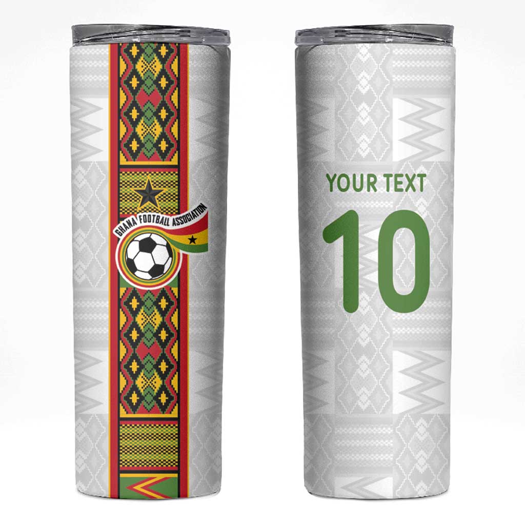 Custom Ghana National Football Skinny Tumbler Traditional African Motifs Sporty Style - Wonder Print Shop