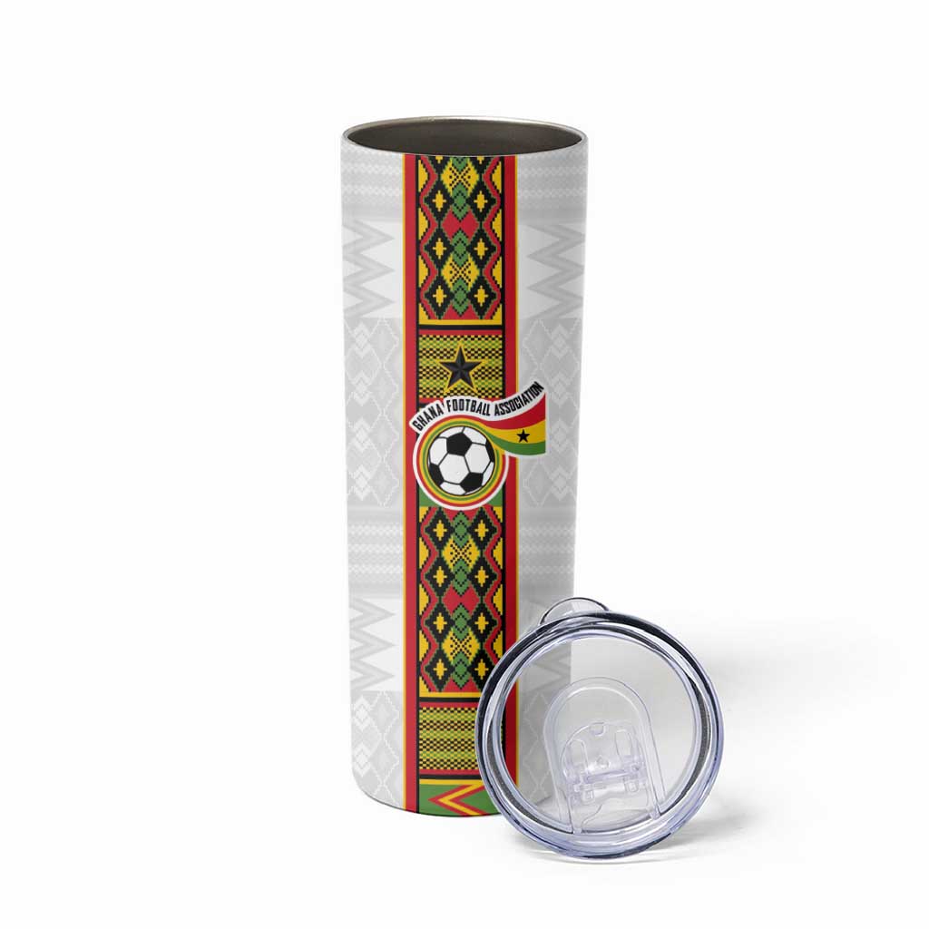Custom Ghana National Football Skinny Tumbler Traditional African Motifs Sporty Style - Wonder Print Shop