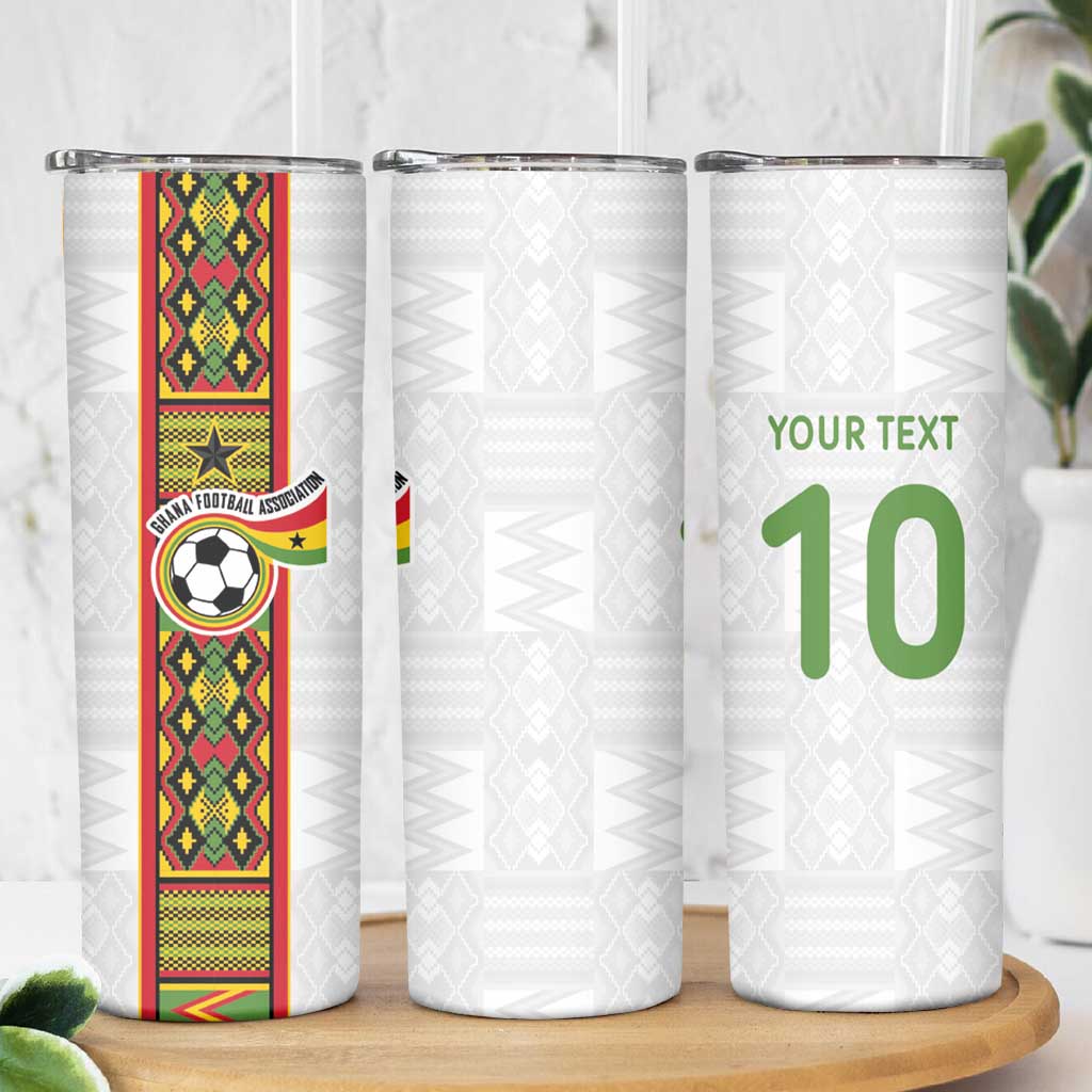 Custom Ghana National Football Skinny Tumbler Traditional African Motifs Sporty Style - Wonder Print Shop