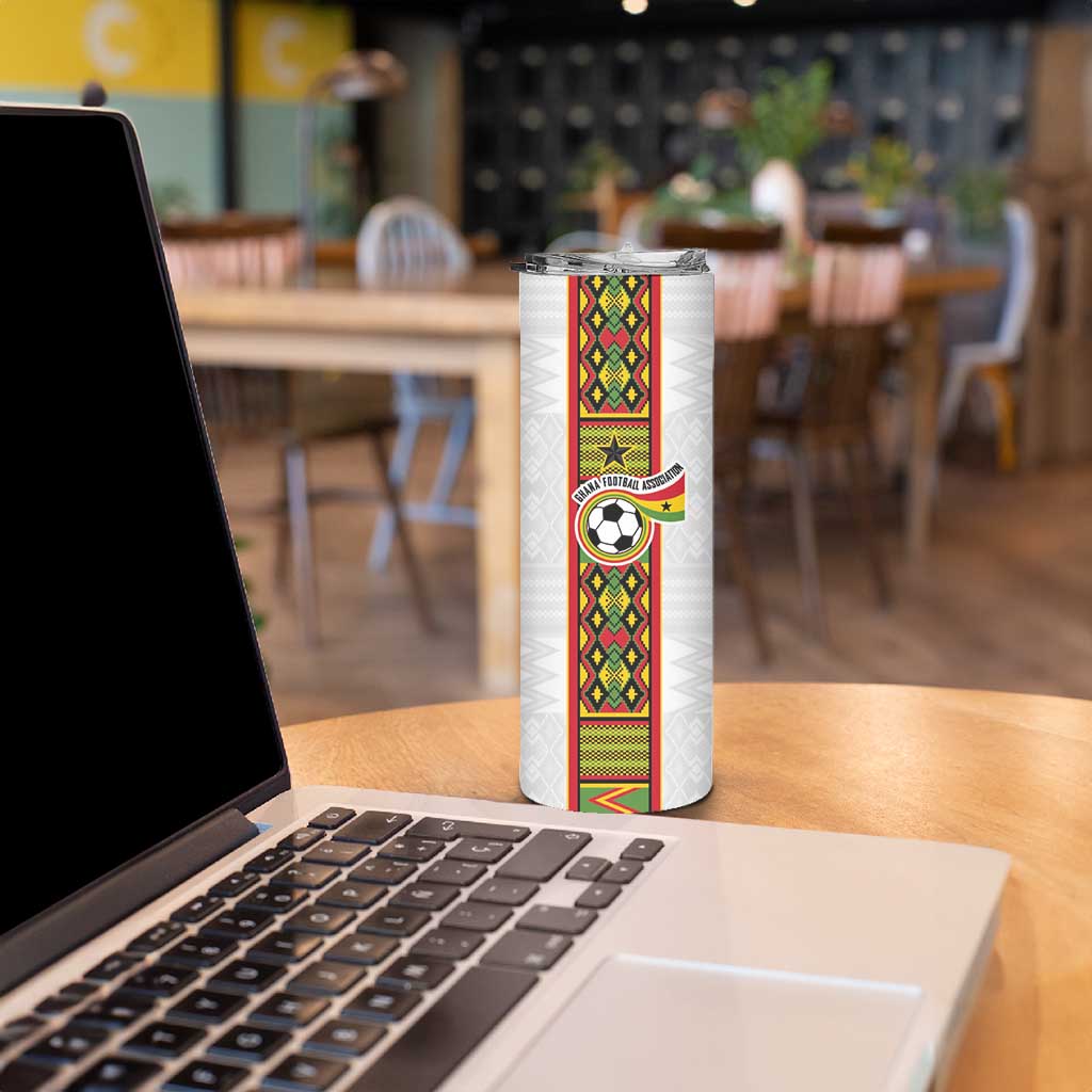 Custom Ghana National Football Skinny Tumbler Traditional African Motifs Sporty Style - Wonder Print Shop