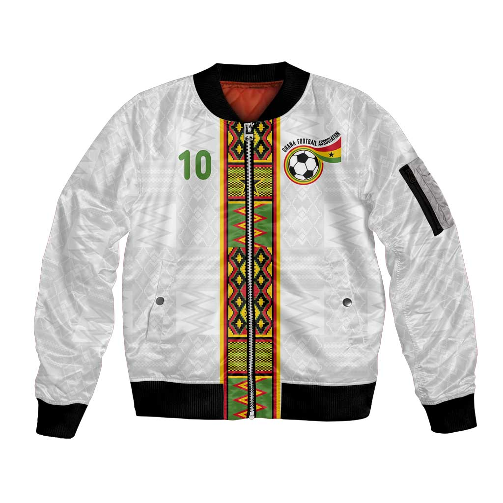 Custom Ghana National Football Sleeve Zip Bomber Jacket Traditional African Motifs Sporty Style - Wonder Print Shop