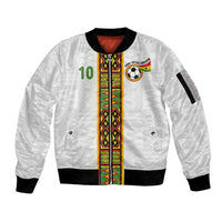 Custom Ghana National Football Sleeve Zip Bomber Jacket Traditional African Motifs Sporty Style - Wonder Print Shop