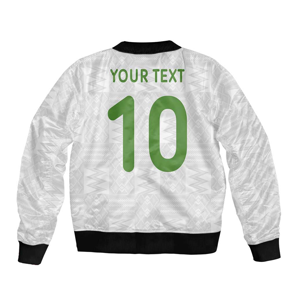 Custom Ghana National Football Sleeve Zip Bomber Jacket Traditional African Motifs Sporty Style - Wonder Print Shop