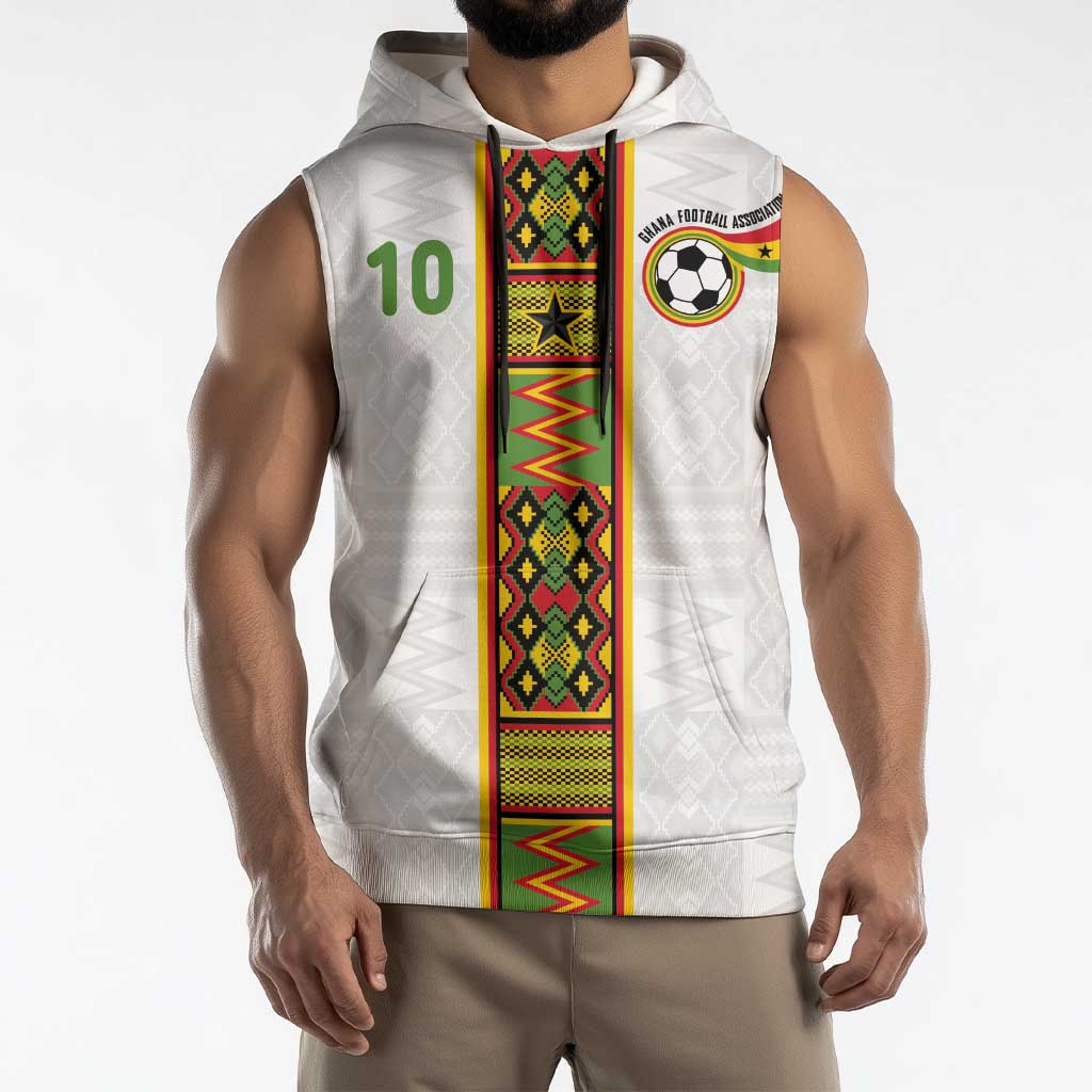 Custom Ghana National Football Sleeveless Hoodie Traditional African Motifs Sporty Style - Wonder Print Shop
