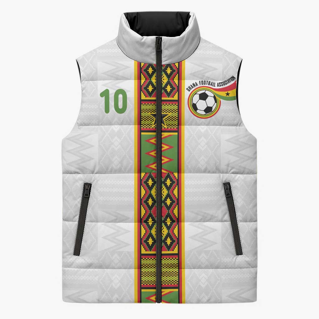 Custom Ghana National Football Sleeveless Puffer Jacket Traditional African Motifs Sporty Style - Wonder Print Shop