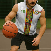 Custom Ghana National Football Sleeveless Zip Hoodie Traditional African Motifs Sporty Style - Wonder Print Shop