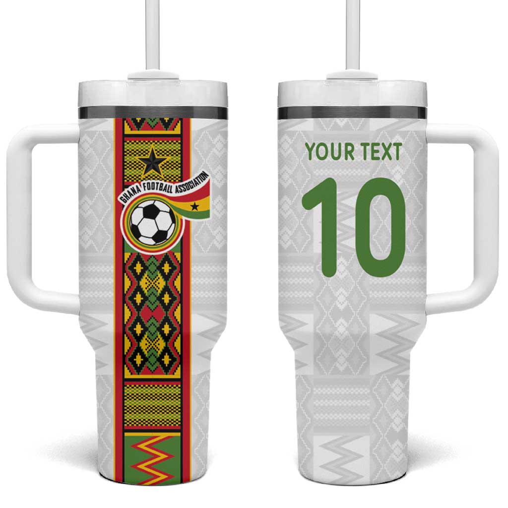 Custom Ghana National Football Tumbler With Handle Traditional African Motifs Sporty Style - Wonder Print Shop