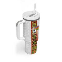 Custom Ghana National Football Tumbler With Handle Traditional African Motifs Sporty Style - Wonder Print Shop