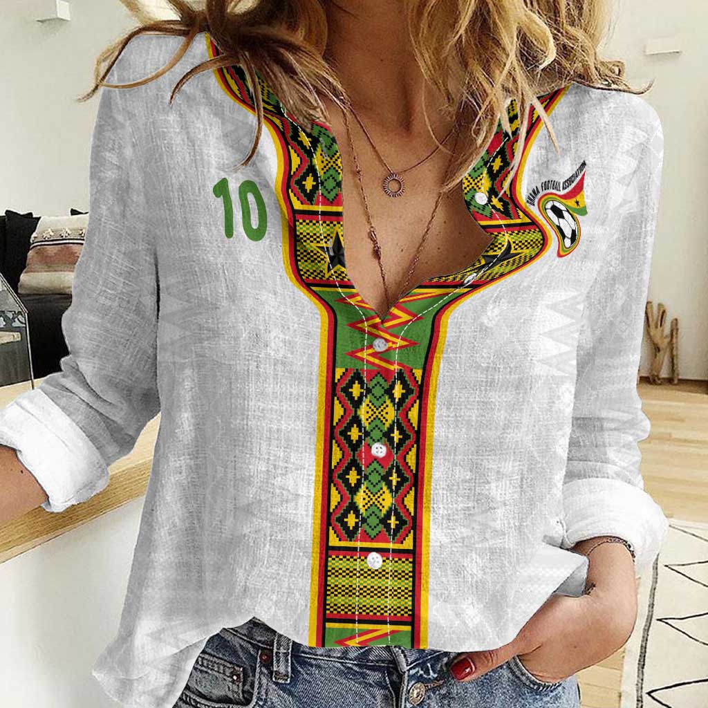Custom Ghana National Football Women Casual Shirt Traditional African Motifs Sporty Style - Wonder Print Shop