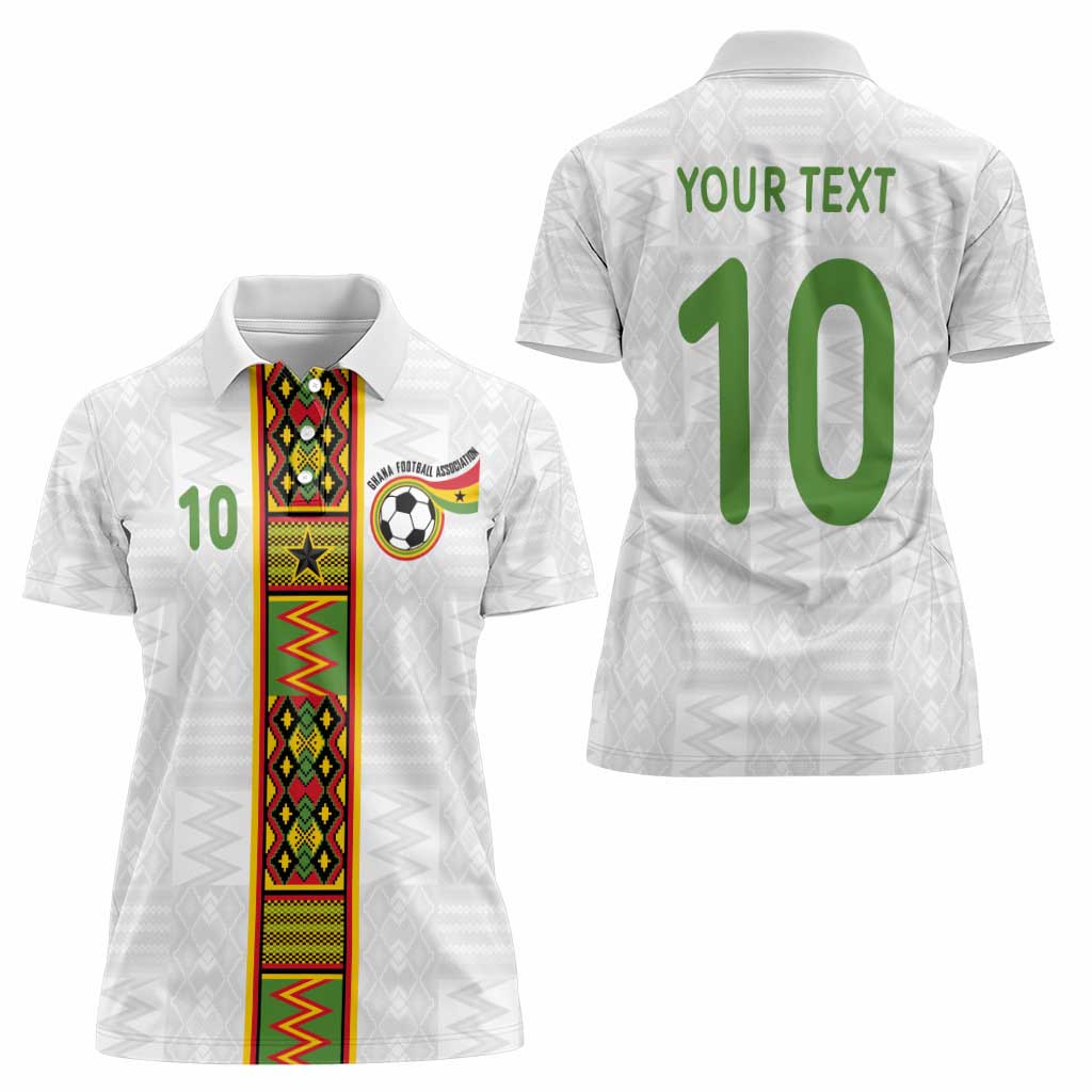 Custom Ghana National Football Women Polo Shirt Traditional African Motifs Sporty Style - Wonder Print Shop