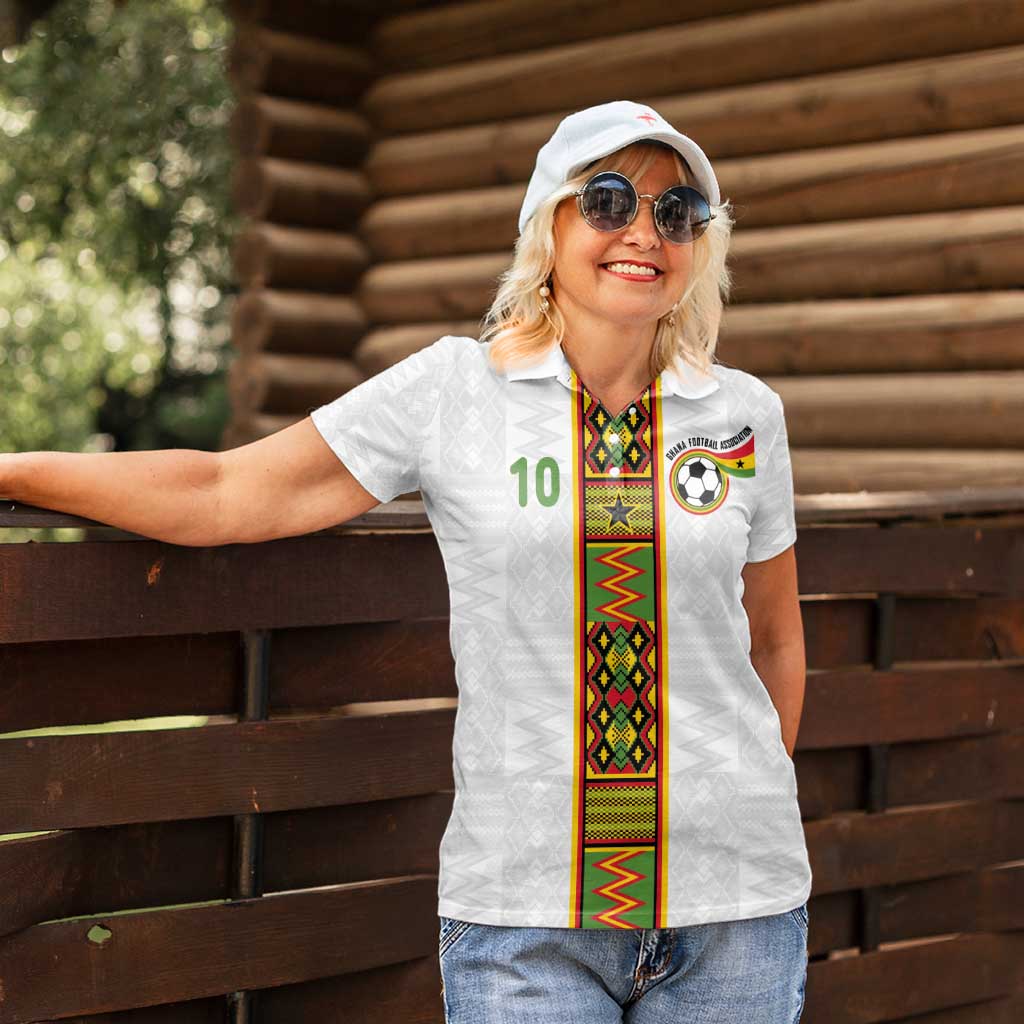 Custom Ghana National Football Women Polo Shirt Traditional African Motifs Sporty Style - Wonder Print Shop