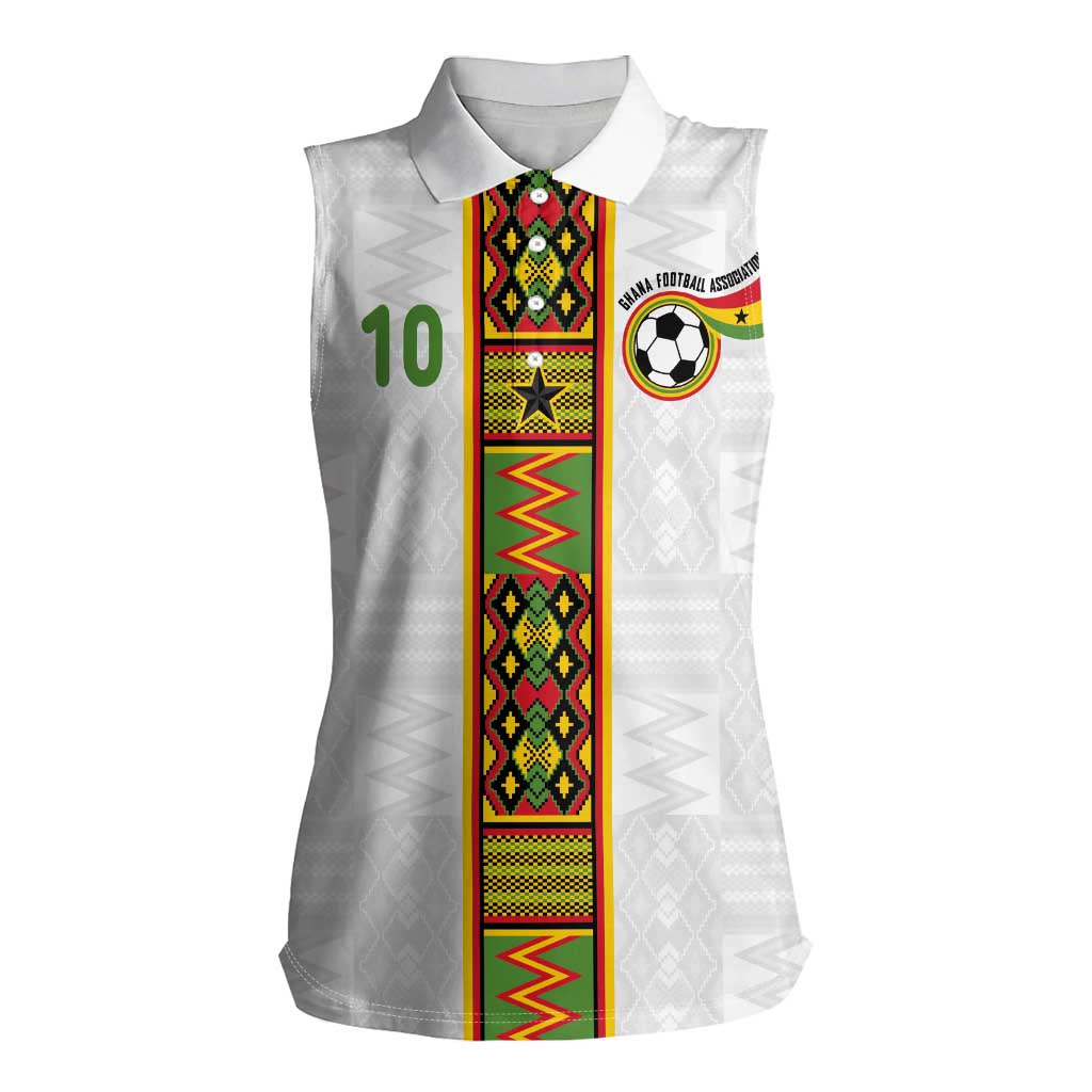 Custom Ghana National Football Women Sleeveless Polo Shirt Traditional African Motifs Sporty Style - Wonder Print Shop